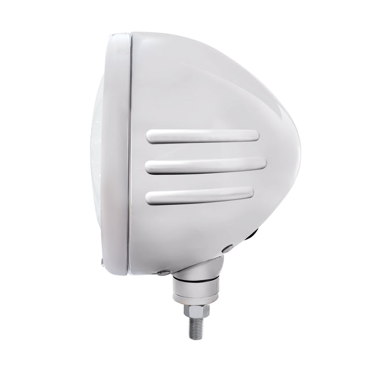 Stainless Classic Embossed Stripe Headlight Housing With 11 LED Crystal 7" Round Headlight