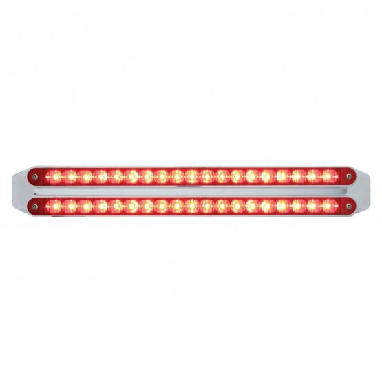 Dual 19 LED 12" Reflector Light Bars (Stop, Turn & Tail) - Red LED/Red Lens
