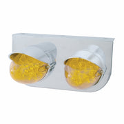 Stainless Light Bracket With 2X 19 LED Reflector Lights & Visors - Amber LED/Amber Lens