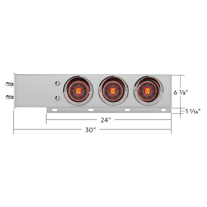 2-1/2" Bolt Pattern Chrome Spring Loaded Bar W/6X 4" 13 LED Abyss Lights &amp; Visors - Red LED/Clear Lens (Pair)