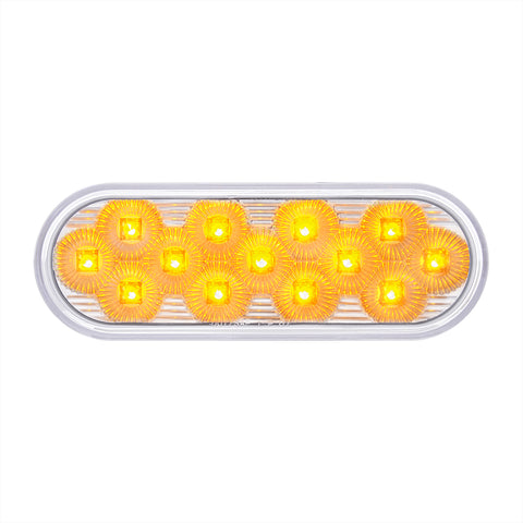 13 LED 6" Oval Double Fury Light (Stop, Turn & Tail) With Warning Light - Red & Amber LED/Clear Lens