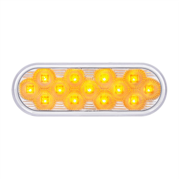 13 LED 6" Oval Double Fury Light (Stop, Turn & Tail) With Warning Light - Red & Amber LED/Clear Lens