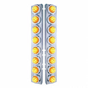 SS Front Air Cleaner Bracket With 16X 9 LED 2" Beehive Lights & Bezels For Peterbilt-Amber LED & Lens