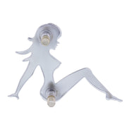 3" X 4-1/2" Chrome Sitting Lady Cutout - Facing Left