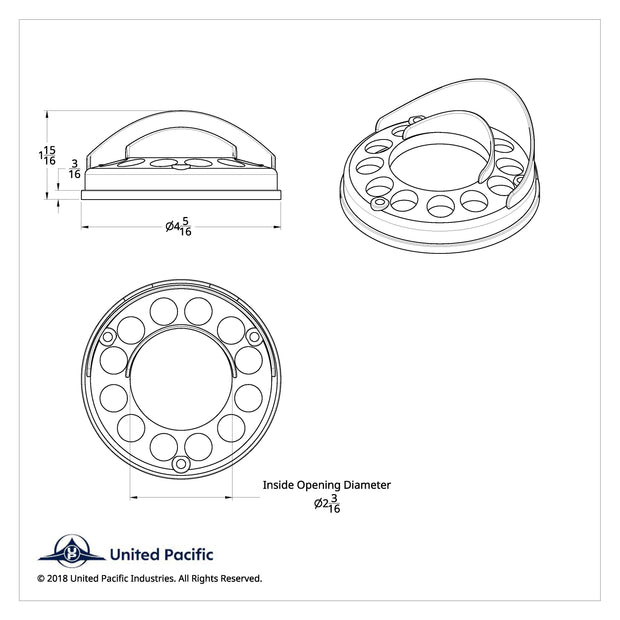 Chrome Plastic Light Bezel With Up-Side Down Visor For UP LED Double Face Turn Signal Light