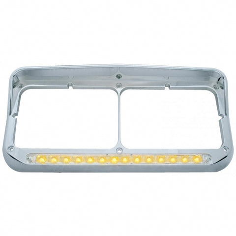 Rectangular Dual Headlight Bezel With Visor And LED Sequential Light Bar (Driver) - Amber LED/Clear Lens
