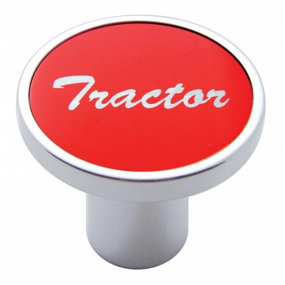 Aluminum Screw-On Air Valve Knob With Tractor Script Sticker - Red Sticker