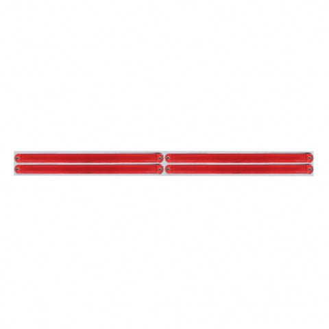 Chrome Top Mud Flap Plate With Four 24 LED 12" GloLight Bars - Red LED/Red Lens (Each)
