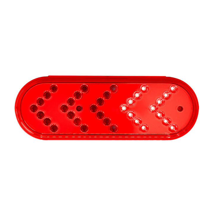 35 LED 6" Reflector Oval Sequential Turn Signal Light - Red LED/Red Lens