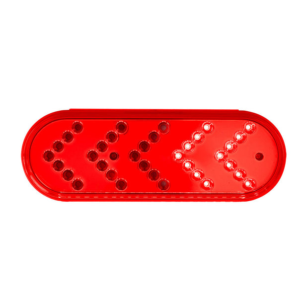 35 LED 6" Reflector Oval Sequential Turn Signal Light - Red LED/Red Lens