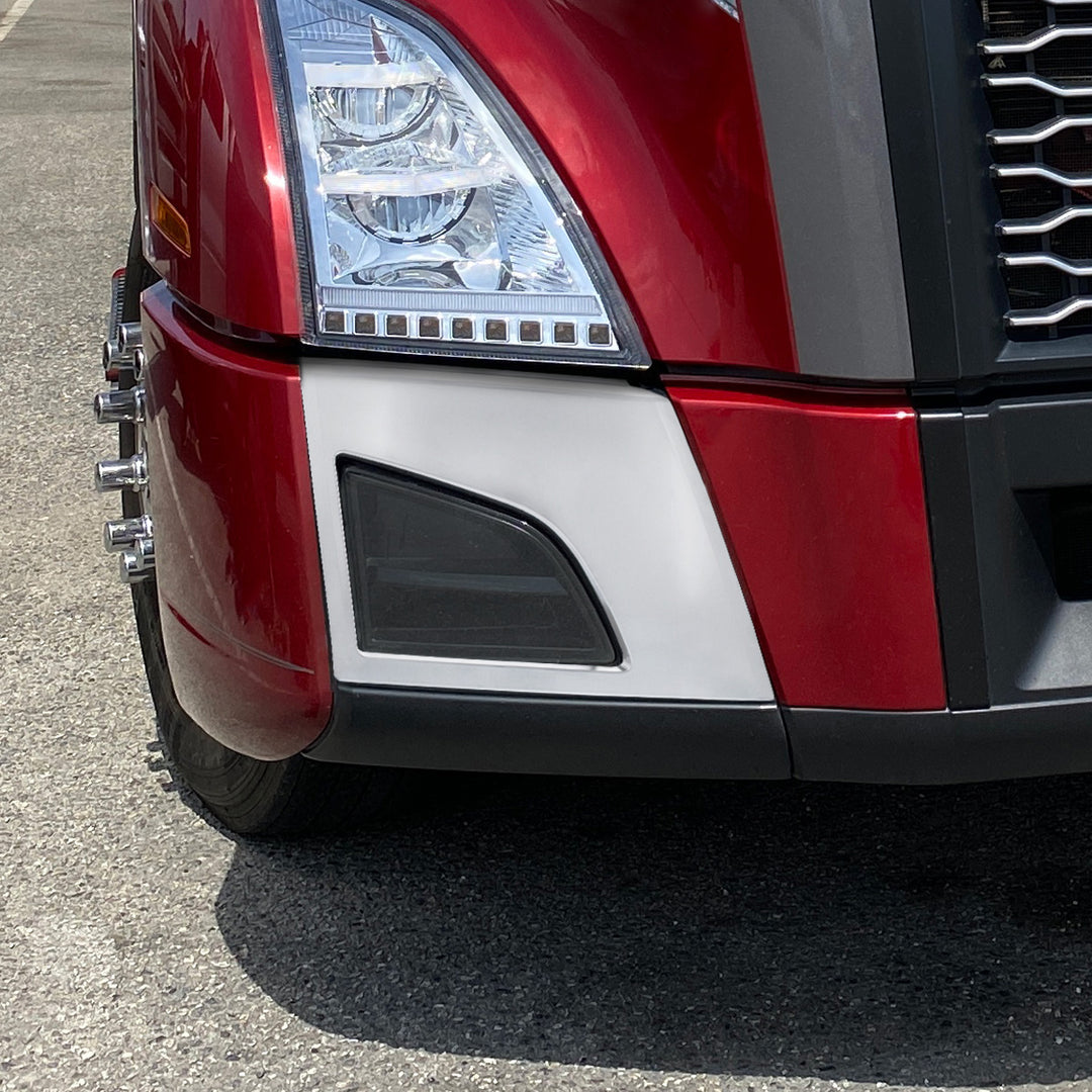 ABS Satin Silver Bumper Fog Light Hole Cover For 2018-2024 Volvo VNL - Passenger