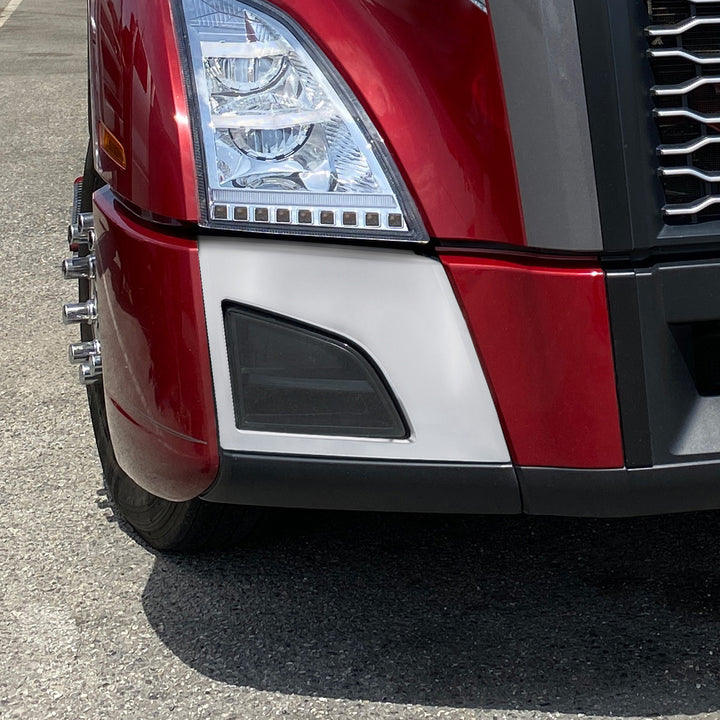 ABS Satin Silver Bumper Fog Light Hole Cover For 2018-2024 Volvo VNL - Passenger