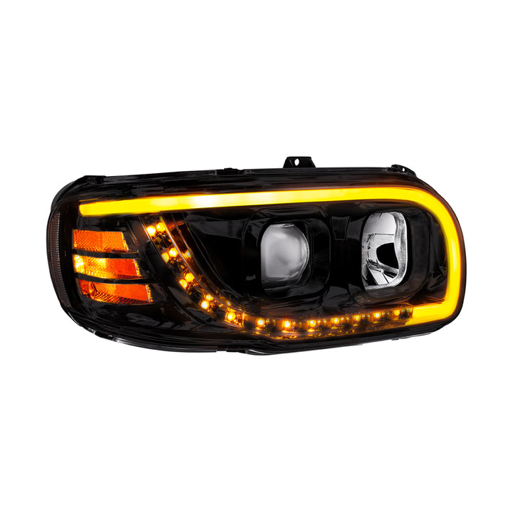 Blackout Projection Headlight With LED Turn Signal &amp; Light Bar For 2008-2024 Peterbilt 389-Passenger