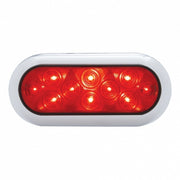 10 LED 6" Oval Flange Mount Light With Bezel (Stop, Turn & Tail) - Red LED/Red Lens