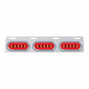 Stainless Top Mud Flap Bracket With 3X 22 LED 6" Oval GloLight & Visors - Red LED/Clear Lens (Each)