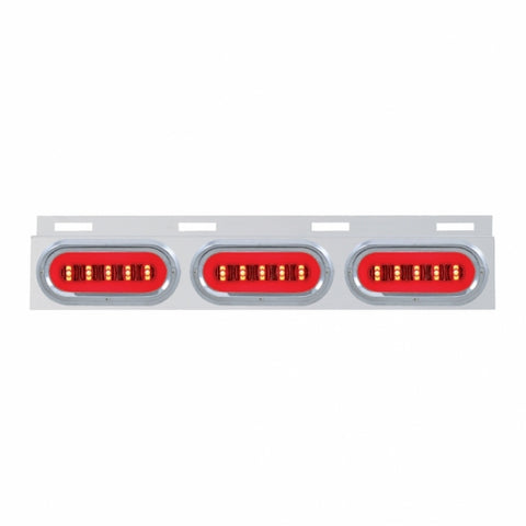 Stainless Top Mud Flap Bracket With 3X 22 LED 6" Oval GloLight & Visors - Red LED/Clear Lens (Each)