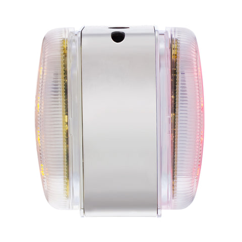 26 LED Dual Function Reflector Double Face Oval Light With SS Bracket - Amber & Red LED/Clear Lens