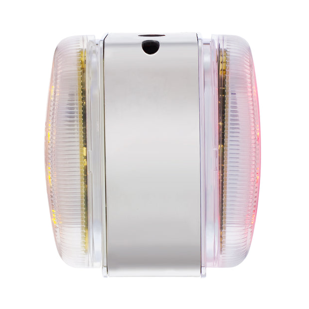 26 LED Dual Function Reflector Double Face Oval Light With SS Bracket - Amber & Red LED/Clear Lens