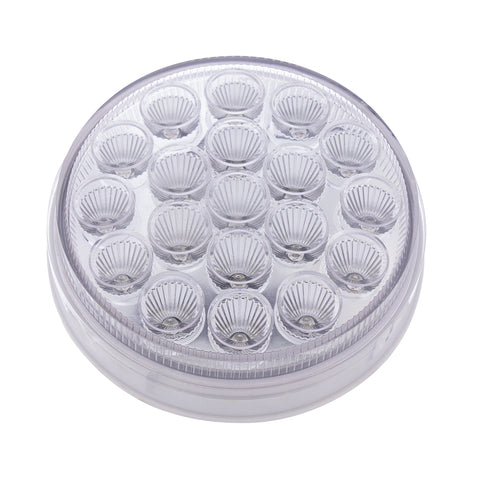 19 LED 4" Round Double Fury Light (Stop, Turn, Tail) With Warning Light - Red & Amber LED/Clear Lens
