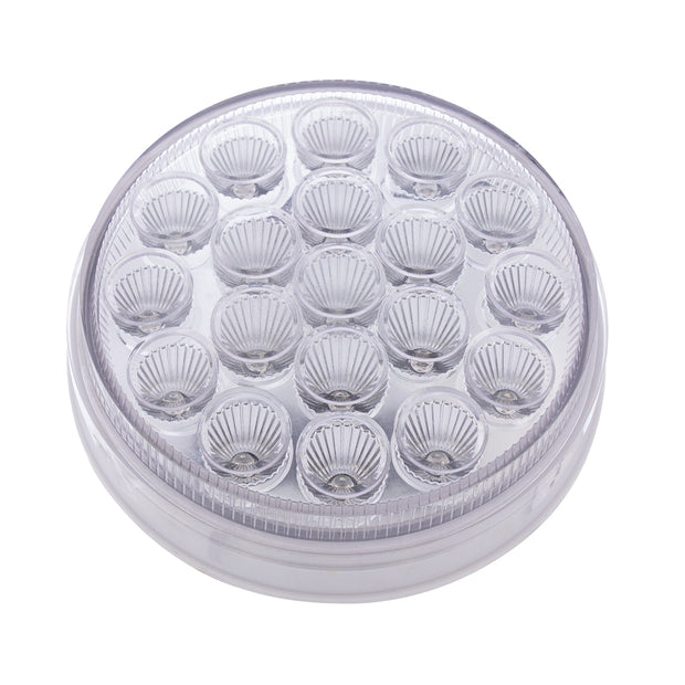 19 LED 4" Round Double Fury Light (Stop, Turn, Tail) With Warning Light - Red & Amber LED/Clear Lens