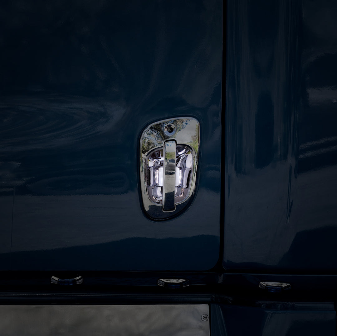 6 White LED Chrome Door Handle Cover for Freightliner - Driver