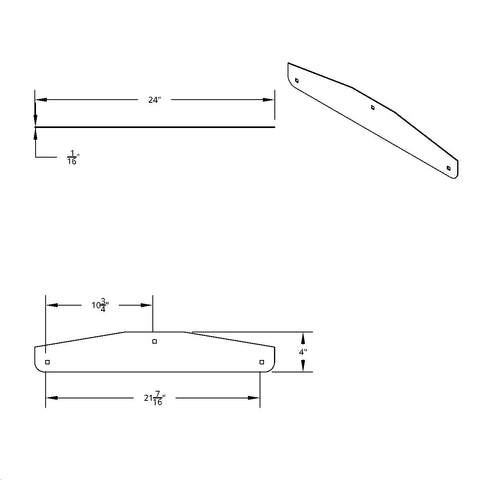 4" X 24" Stainless Largecar Bottom Mud Flap Plate - Bolt Thru