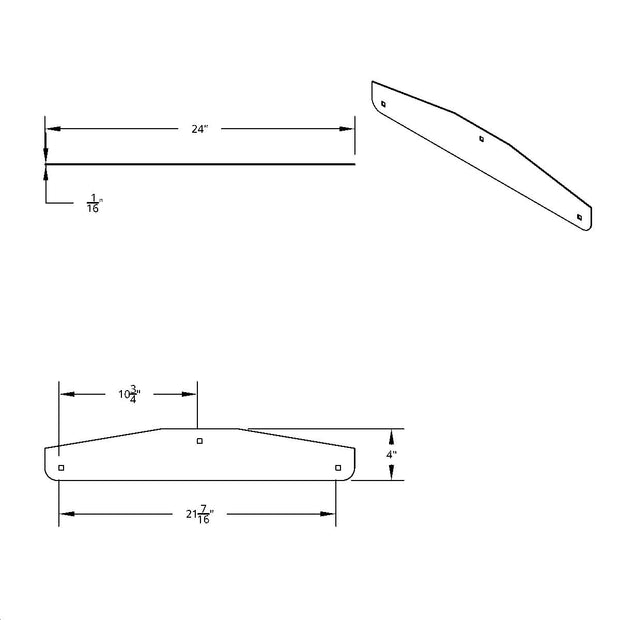4" X 24" Stainless Largecar Bottom Mud Flap Plate - Bolt Thru