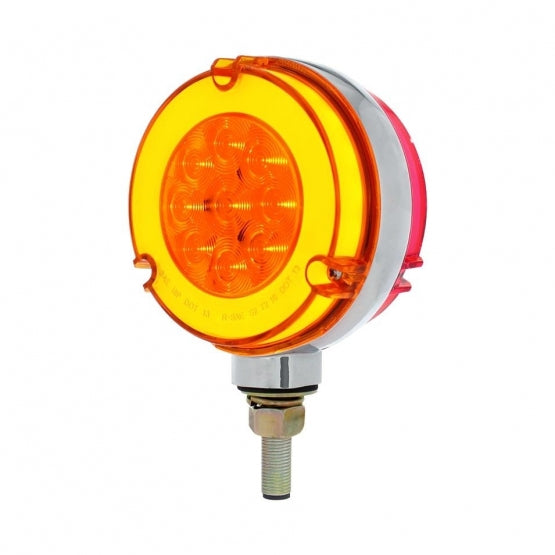 54 LED Single Stud Double Face GloLight (Turn Signal) - Amber & Red LED/Amber & Red Lens