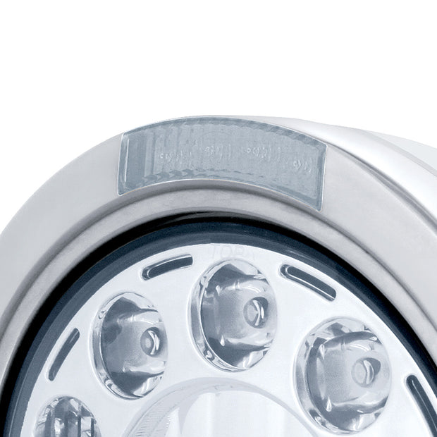 Stainless Bullet Classic Headlight 11 LED Bulb With LED Signal - Clear Lens