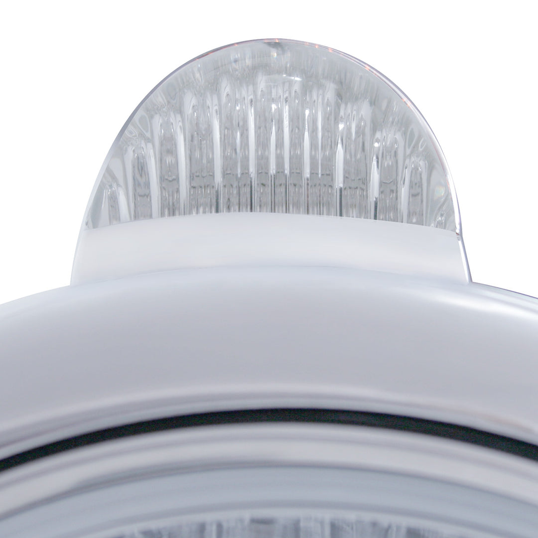 Stainless Steel Guide 682-C Headlight H4 With Amber LED &amp; Dual Mode LED Signal-Clear Lens