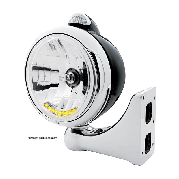 Black Guide 682-C Headlight H4 With 10 Amber LED & Dual Mode LED Signal - Clear Lens