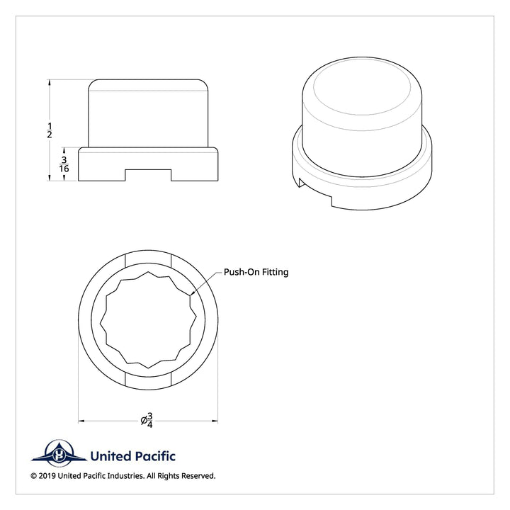 7/16" x 1/2" Chrome Plastic Flat Top Nut Covers - Push-On (10-Pack)