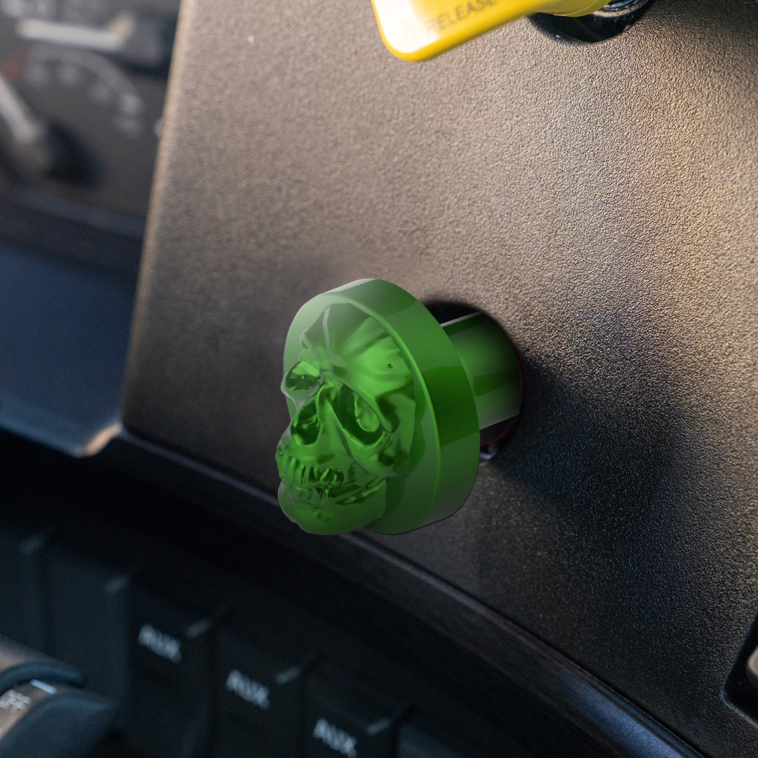 Skull Air Valve Knob - Emerald Green