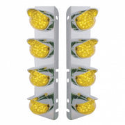 SS Front Air Cleaner Bracket With 8X 17 Amber LED Dual Function Reflector Lights & SS Visors For Peterbilt-Amber Lens
