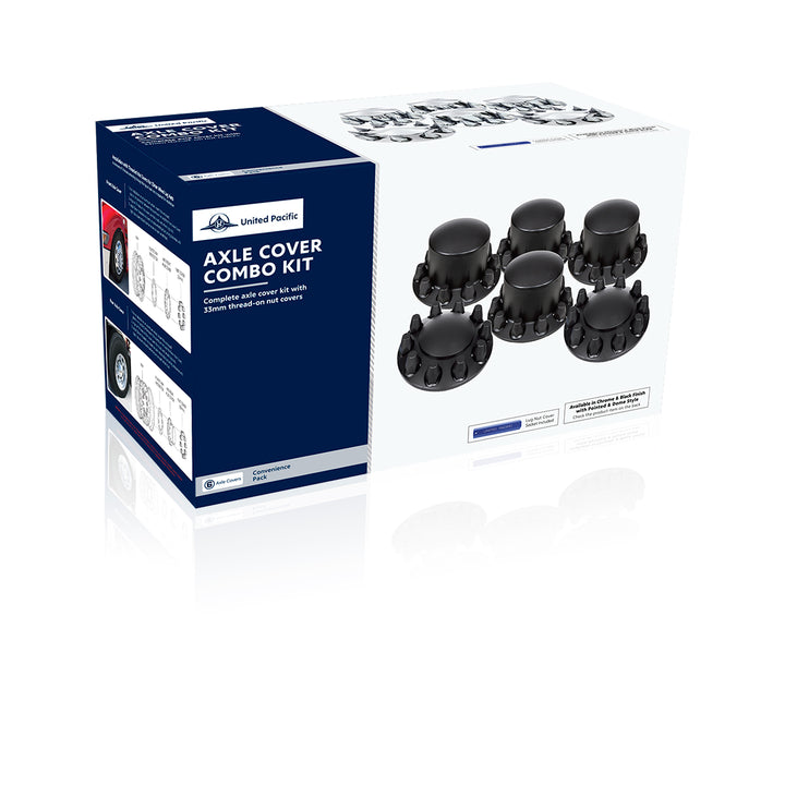 Dome Axle Cover Combo Kit With 33mm Standard Thread-On Nut Covers &amp; Nut Cover Tool - Matte Black