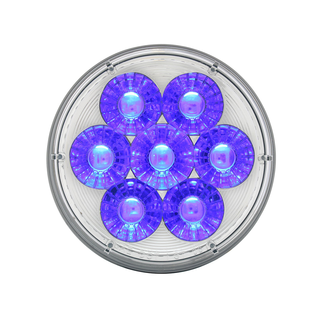 14 LED 4" Round Double Fury Light (Stop, Turn &amp; Tail) - Red &amp; Blue LED/Clear Lens
