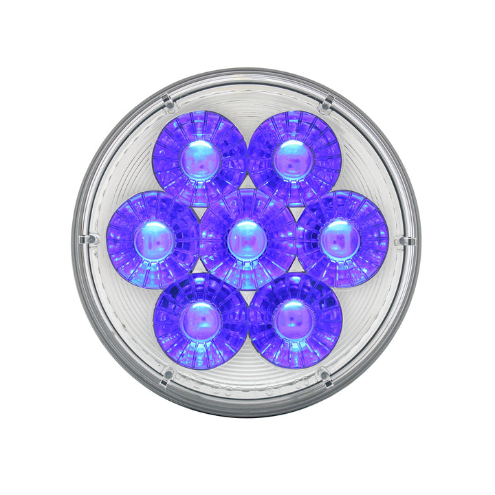 14 LED 4" Round Double Fury Light (Stop, Turn &amp; Tail) - Red &amp; Blue LED/Clear Lens