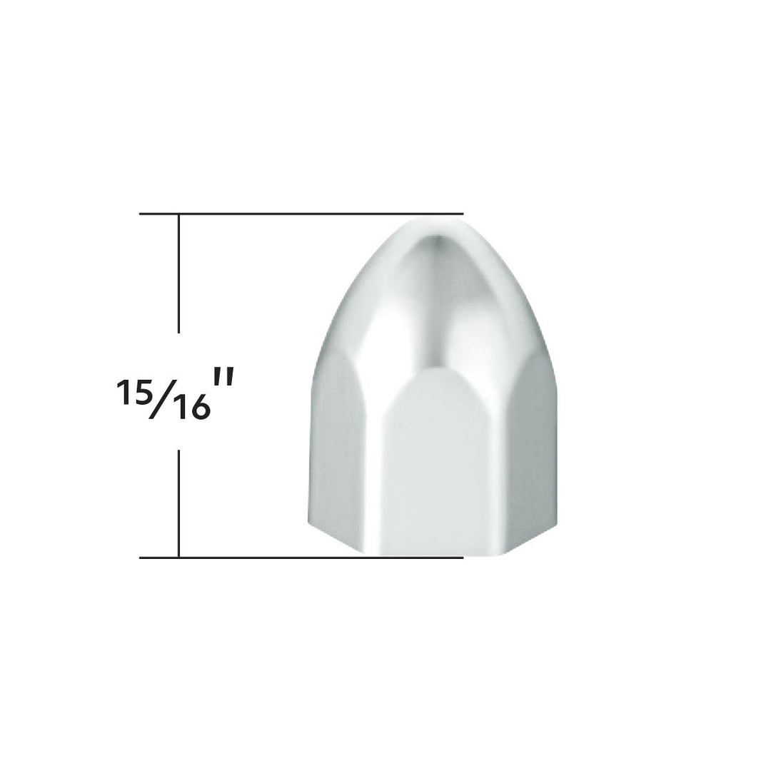 9/16" x 15/16" Chrome Plastic Bullet Nut Covers - Push-On (50-Pack)