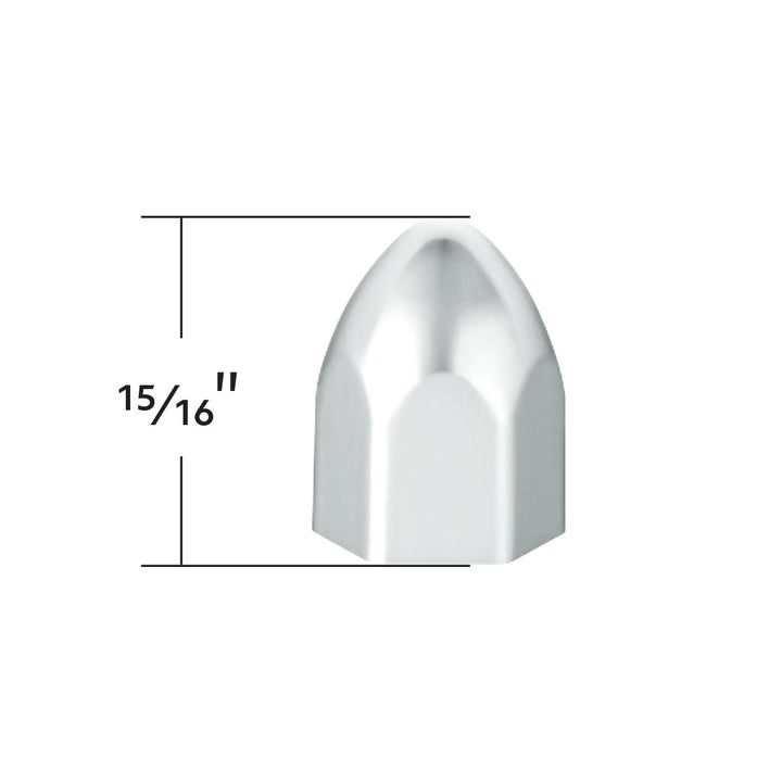 9/16" x 15/16" Chrome Plastic Bullet Nut Covers - Push-On (50-Pack)