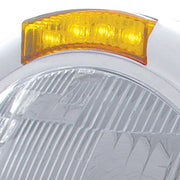 Chrome Classic Headlight H6024 Bulb & LED Turn Signal - Amber Lens
