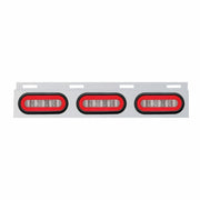 Stainless Top Mud Flap Bracket With 3X 22 LED 6" Oval GloLight & Grommet - Red LED/Clear Lens (Each)