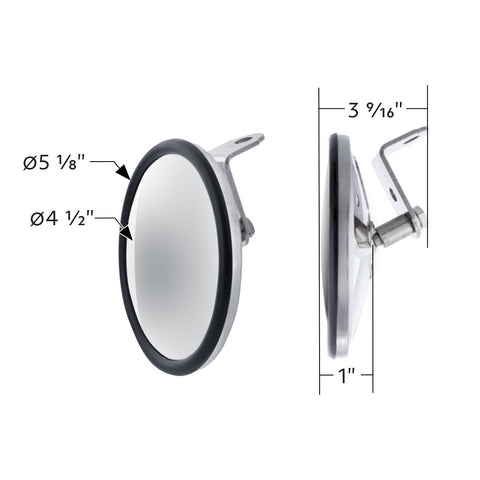 5" 430 Stainless Steel 320R Convex Mirror - Centered Mounting Stud