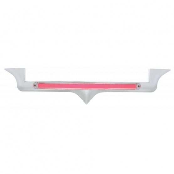 Chrome Hood Emblem Trim With 24 LED GloLight Bar For Kenworth - Red LED/Clear Lens