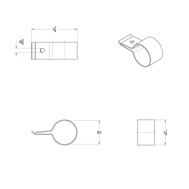 Stainless Steel  Quarter Fender 2" Tube Clamp
