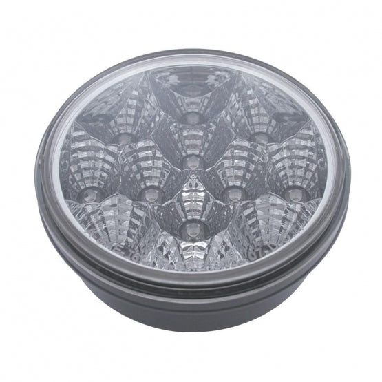 12 LED 4" Round Reflector Light (Stop, Turn &amp; Tail) - Red LED/Clear Lens
