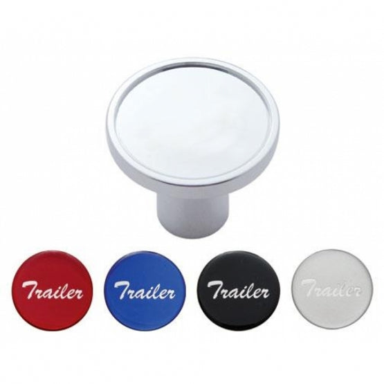 "Trailer" Chrome Aluminum Screw-On Air Valve Knob With Multi Color Glossy Sticker