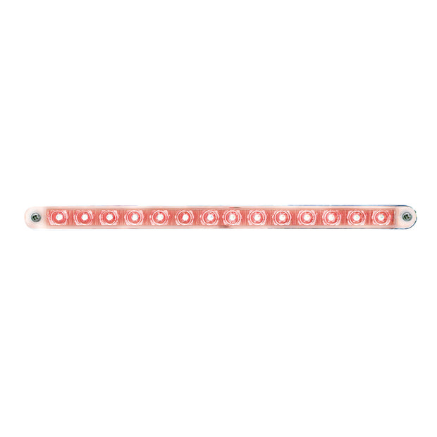 14 LED 12" Sequential Light Bar With Bezel - Red LED/Clear Lens
