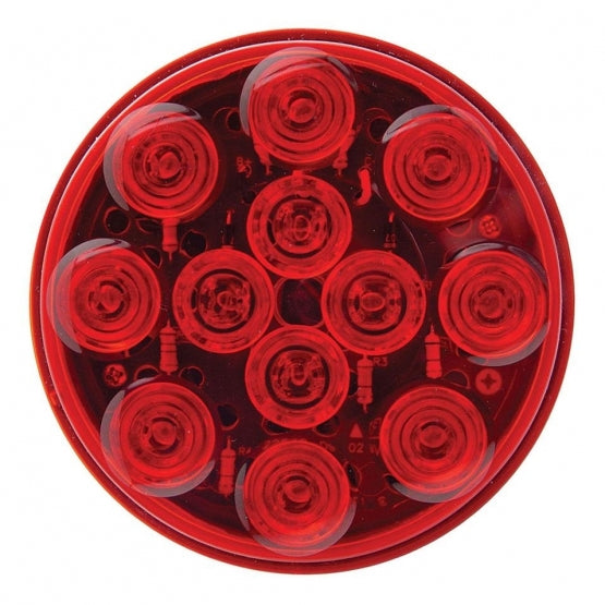 12 LED 4" Round Light (Stop, Turn &amp; Tail) - Red LED/Red Lens