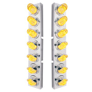 SS Front Air Cleaner Brkt With 14X 11 Amber LED Watermelon Light & Visor Bezel For KW Trucks-Clear Lens