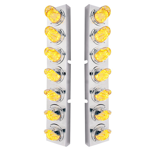 SS Front Air Cleaner Brkt With 14X 11 Amber LED Watermelon Light & Visor Bezel For KW Trucks-Clear Lens